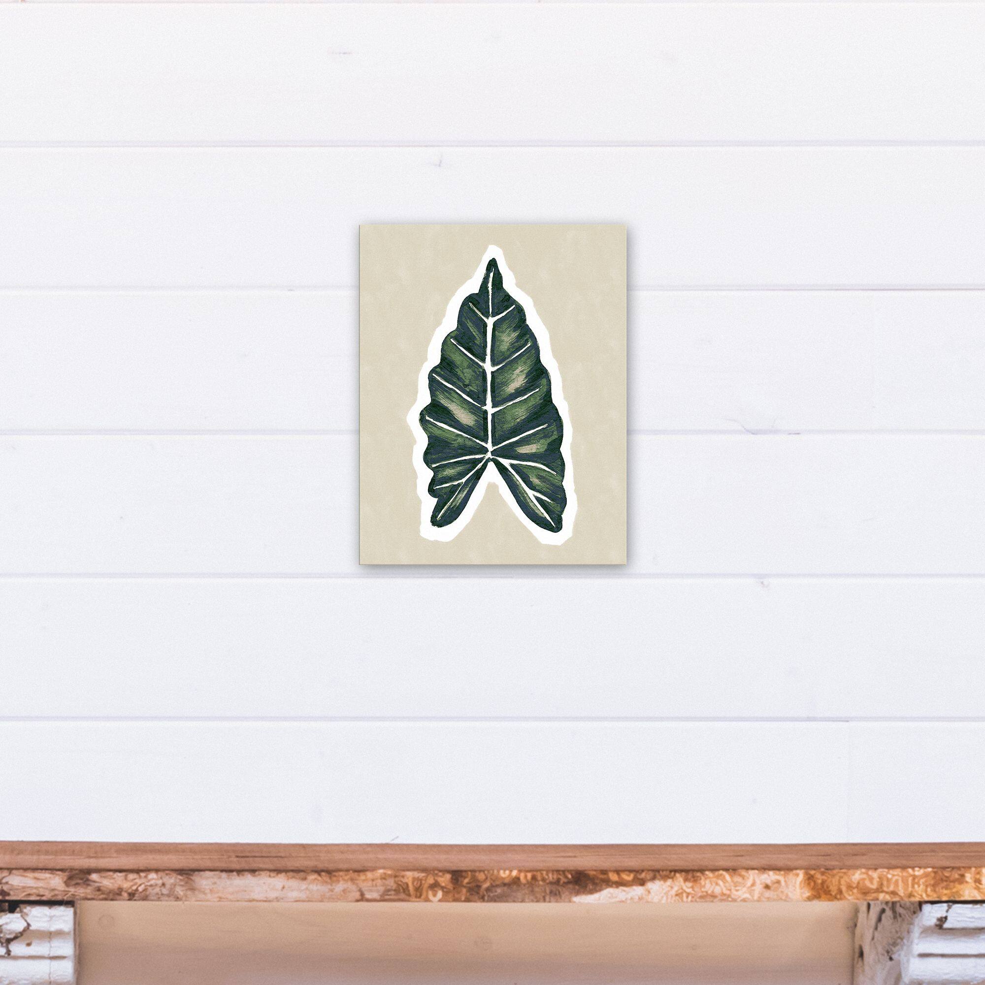 Tropical Leaf With Navy 11" x 14" Canvas Wall Art